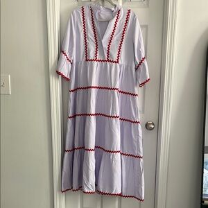 Blue and Red Ruffled Summer Dress